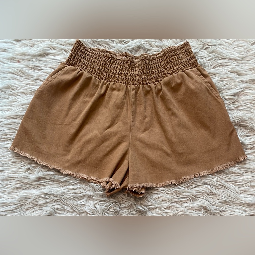 Wild Fable Tan High Waist Shorts Elastic Waistband Relaxed Fit
